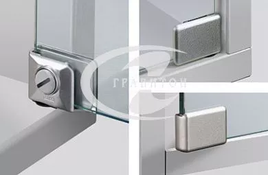 Петля для стеклянных дверей ЕТ 150, цинк, никель матовый, (комплект)
