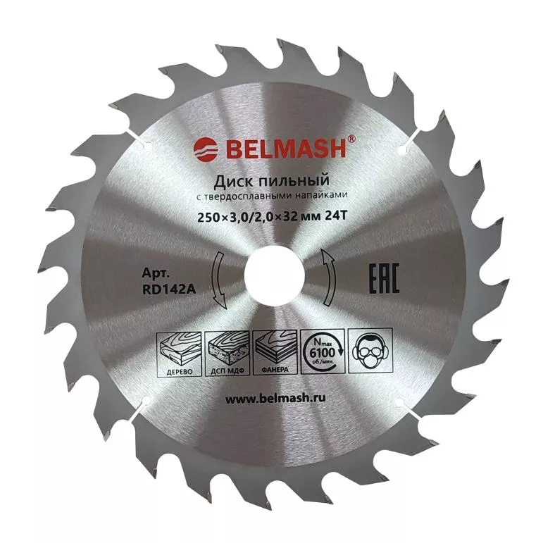 Диск пильный BELMASH 250x3,0/2,0x32/30, 24T