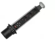 Блок розеток вертикальный 3 розетки Евро, 2 USB (301х85), D=60, серебро