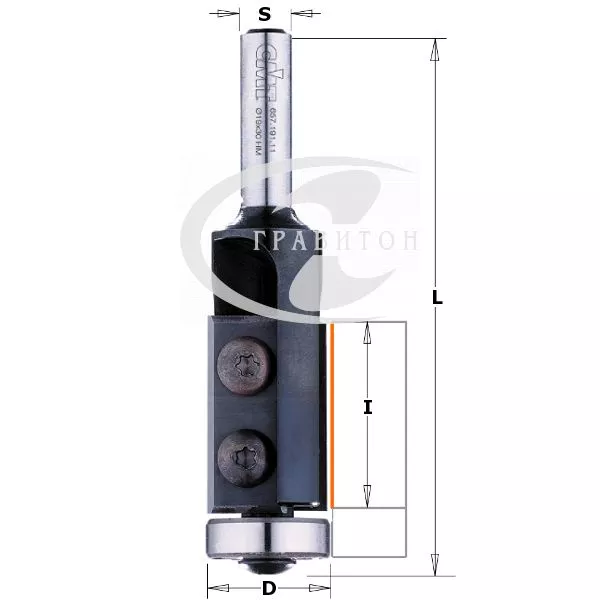 Фреза обгонная (нижн. подш.), смен.ножи HM Z2 S=8 D=19x30 RH