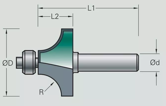 50512102 Фреза концевая HW 38,0х50/20х8, Z=2, R=12,0 Leuco