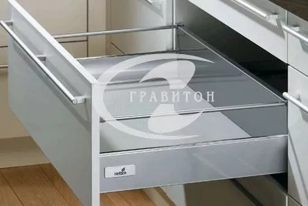 Комплект короба InnoTech полного выдвижения с Silent System, NL470, H144, релинги, цвет серый, под прикручивание