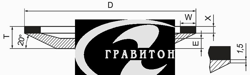12А2-20  125*16*32*6*2  AC6  D107 100 B D25 Круг шлифовальный из синтетического алмаза