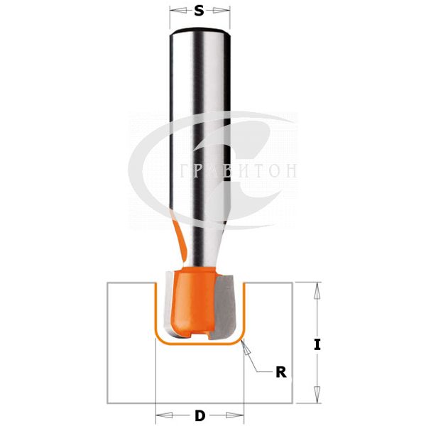 Фреза по иск.камню пазовая S=12 D=15,87x12,7 R=3,17