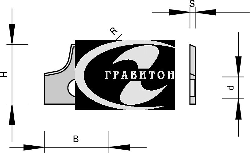 177033 Радиусные сменные пластины HW с 2 режущими радиусами 12x13x2N R=2