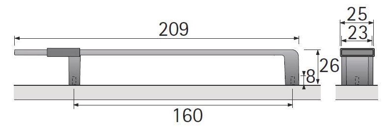 Ручка-скоба, межосевое расстоян 160 мм, длина 209 мм, нерж. сталь без клипс